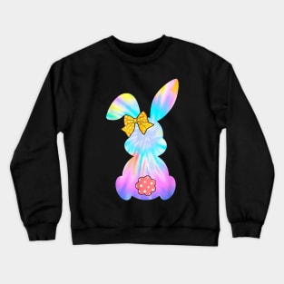 Cute Bunny Rabbit Tie Dye Bow Tie Easter Day Girls Womens Crewneck Sweatshirt